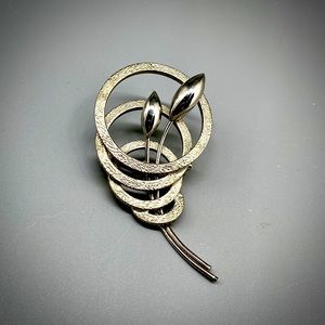 Vintage Mod Atomic Circles & Flower Brooch